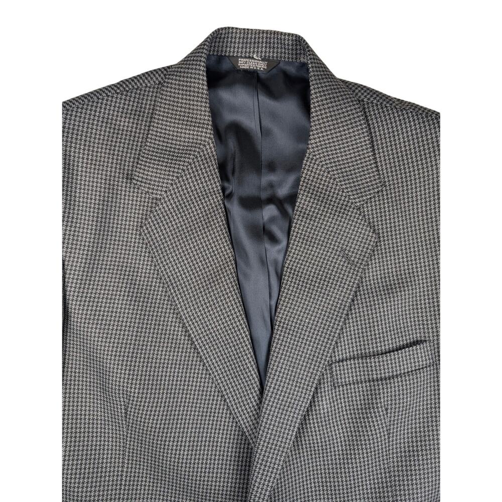 Corporate Casuals Sport Coat Men's Blue Gray Black Herringbone Wool Size 46L